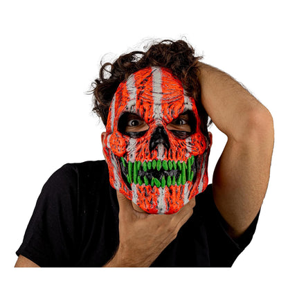 Ghoulish Productions Máscara De Látex Skull fangs Orange Monster Urban Mask Efecto Neón Calavera Creepy, Disfraz Aterrador para Halloween y Fiestas Temáticas, Cosplay, Diseño Artesanal Face Mask