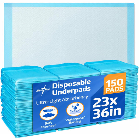 Medline MSC281229C - Almohadilla desechable para incontinencia, protección de muebles o mascotas (150 unidades), color azul