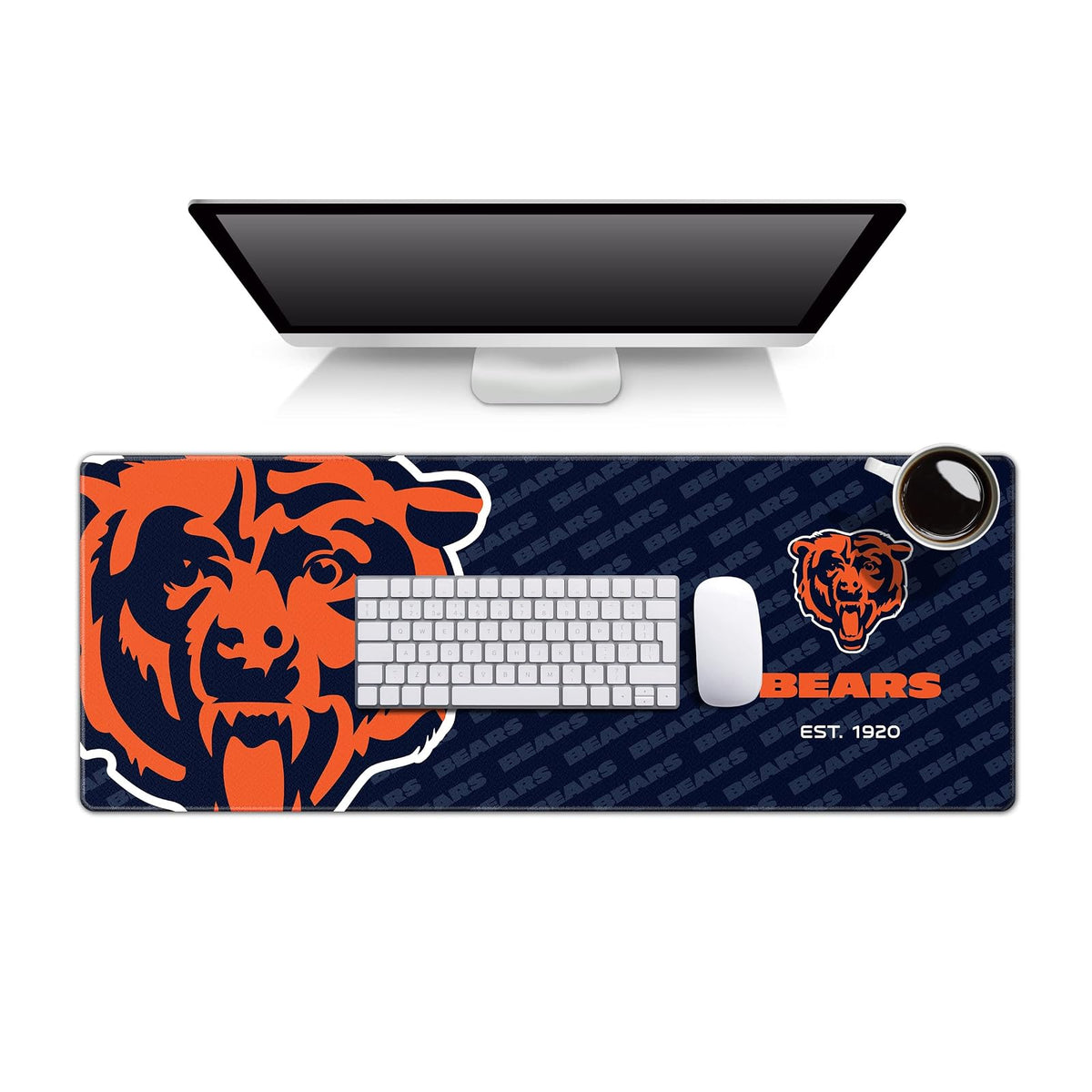 YouTheFan Tapete para Escritorio NFL con Logo de tu Equipo - 30.5 x 80 cm - Chicago Bears