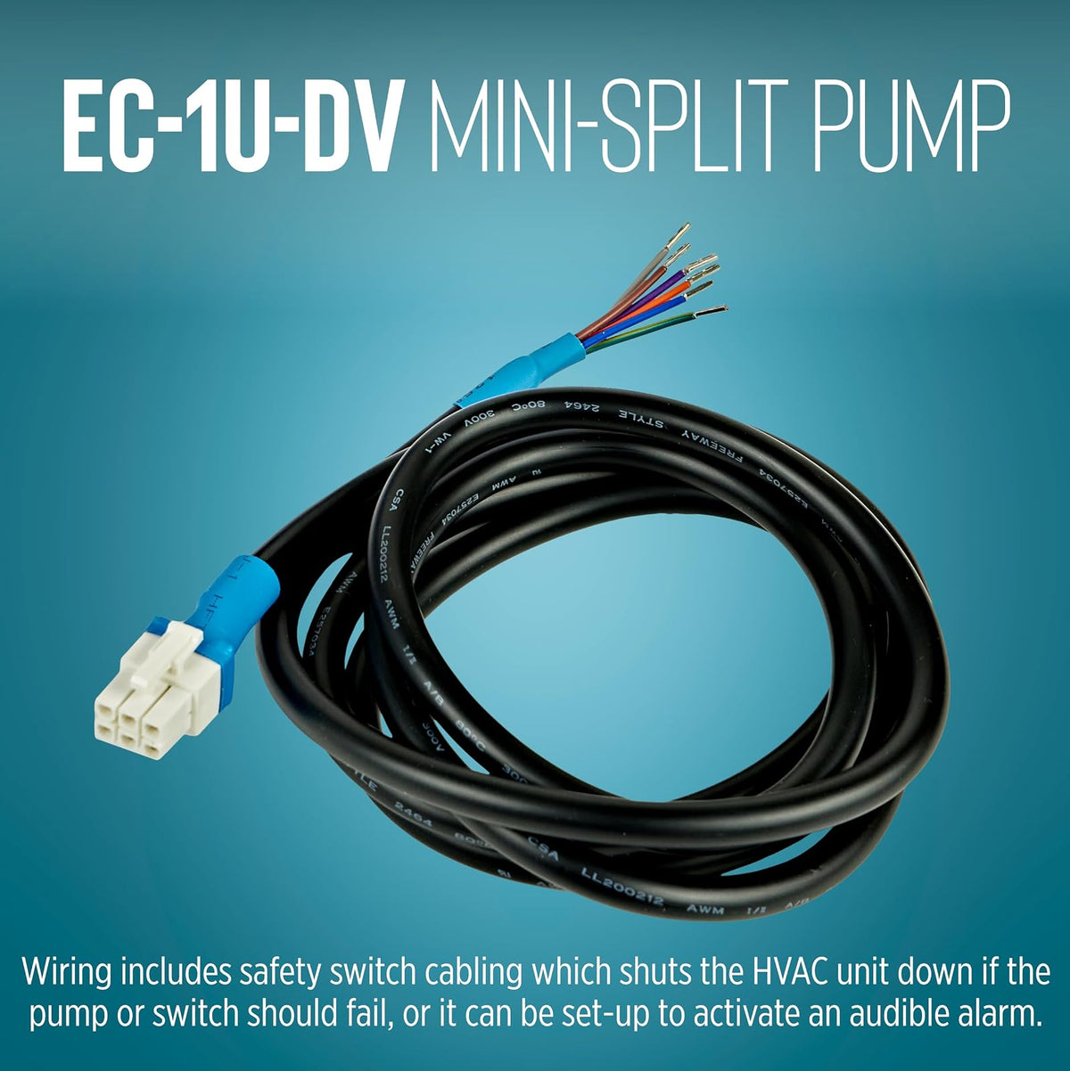 Little Giant EC-1U-DV 110-240 voltios, 50/60 Hz, 2.5 GPH, sistema automático de bomba de condensado de división, cable de 4.9 pies con cables de plomo, blanco, 553527