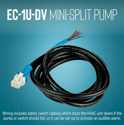 Little Giant EC-1U-DV 110-240 voltios, 50/60 Hz, 2.5 GPH, sistema automático de bomba de condensado de división, cable de 4.9 pies con cables de plomo, blanco, 553527