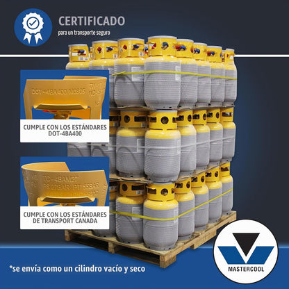 Mastercool Tanque de Recuperación de Refrigerante 30 LB, Gris/Amarillo, sin Interruptor de Flotador, 62010