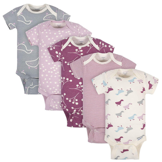 Grow by Gerber Baby-girls - Body orgánico de manga corta (5 unidades)