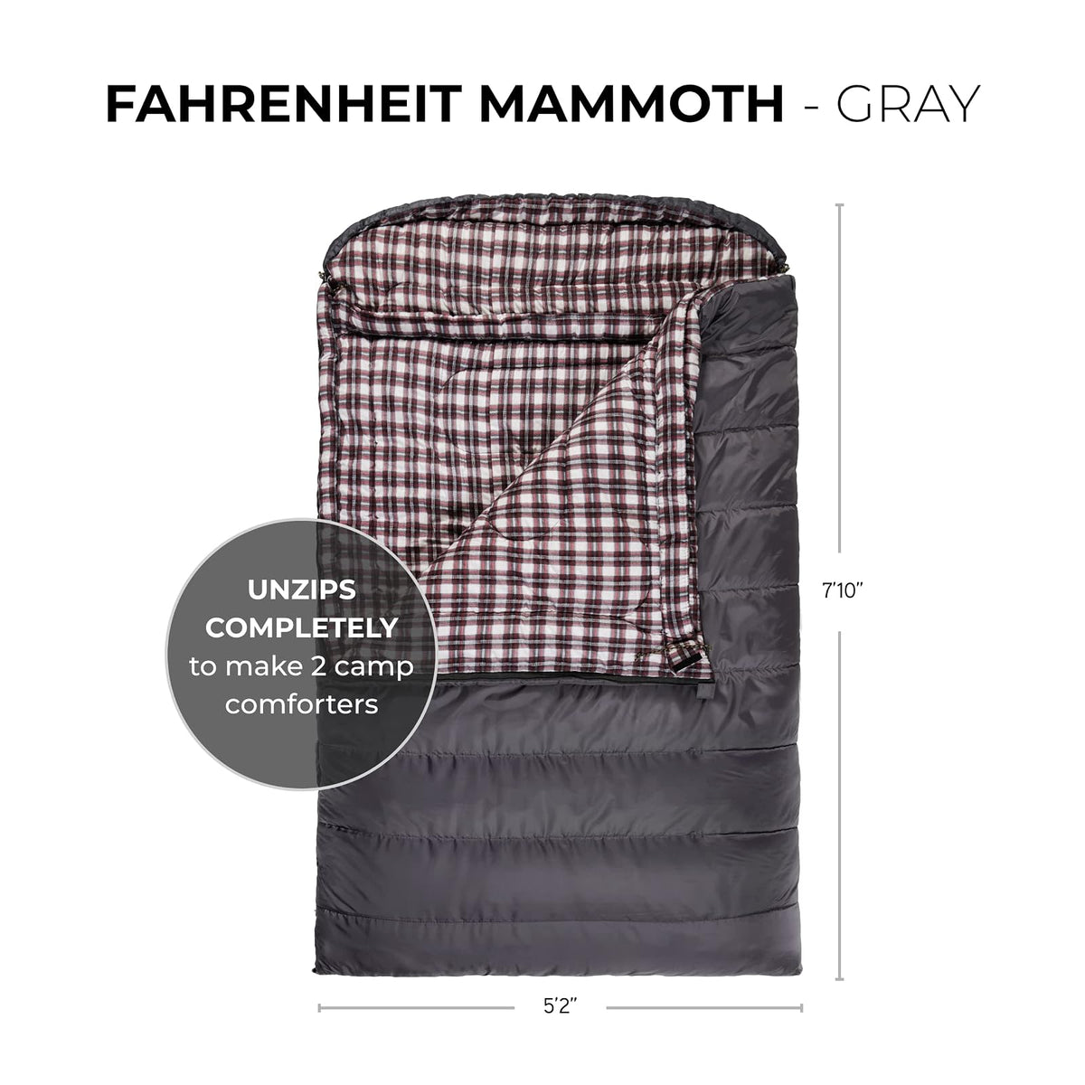 TETON Sports Fahrenheit Mammoth Queen-Size Double Sleeping Bag; Warm and Comfortable; Double Sleeping Bag Great for Family Camping; Compression Sack Included