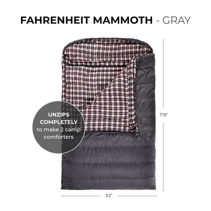 TETON Sports Fahrenheit Mammoth Queen-Size Double Sleeping Bag; Warm and Comfortable; Double Sleeping Bag Great for Family Camping; Compression Sack Included