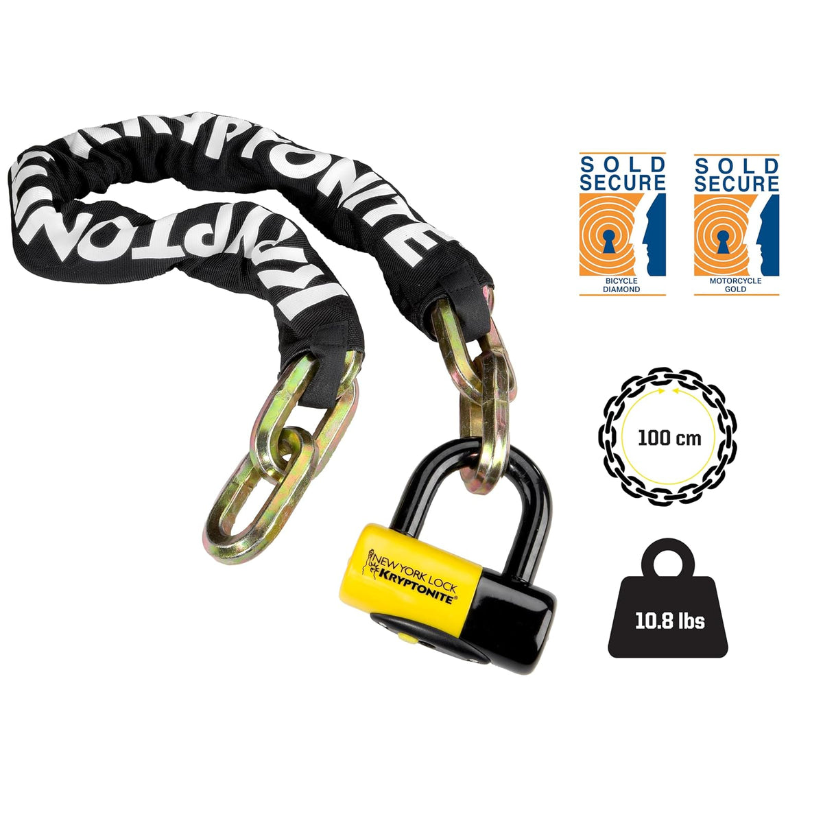 Kryptonite New York Fahgettaboudit 1410 Chain and New York Disc Bike Lock, 14mm x 39"