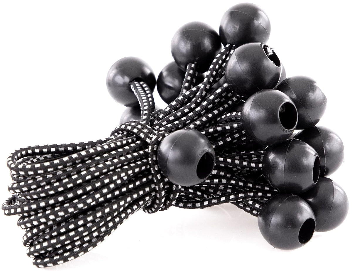 Kotap BB-6B - Cuerda elástica de Bola, Resistente y versátil, Negro, Paquete de 50