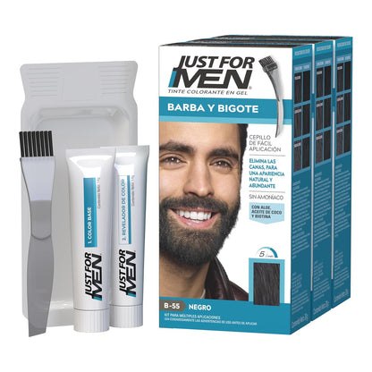 Just For Men Tinte en Gel para Barba y Bigote, Castaño Oscuro B45 - 3 Unidad (Paquete de 1) - Negro