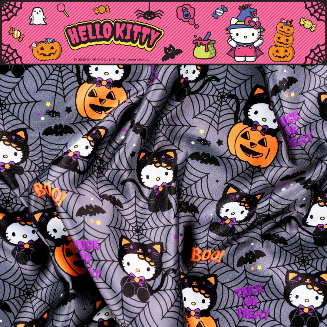 Funda de Almohada Reversible estándar de Seda Satinada de Sanrio Hello Kitty para Esqueleto de Halloween, para Belleza, 20x30 para Cabello y Piel, (Producto Oficialmente Licenciado) de Franco