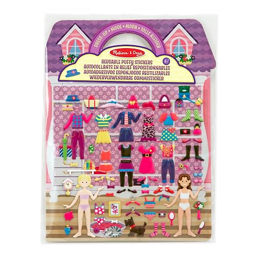 Melissa & Doug Set de juego de calcomanías esponjosas, de Vestir (libro de actividades reutilizable, 76 calcomanías, genial para viajes)