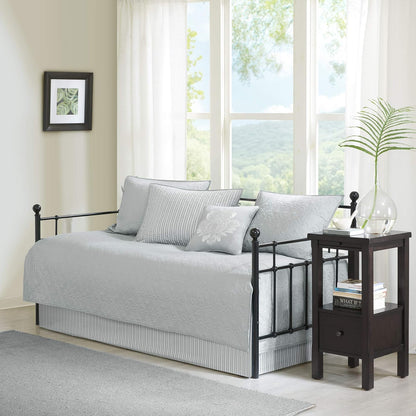 Madison Park Juego de Funda de Algodón para Sofá Cama, 75 X 39 Pulgadas, Gris Quebec, 6 Piezas