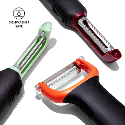 OXO Good Grips - Juego de peladores de 3 piezas, remolacha, hinojo, ñame