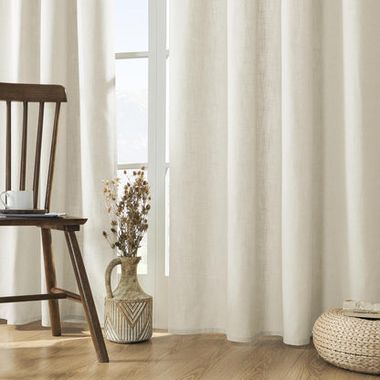 Joydeco Cortinas de Lino, 2 Paneles, 96 Pulgadas de Largo - Ivory on Linen - 132.1An x 213.4Al cm (2 Paneles)