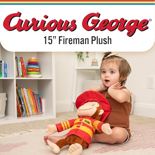 Kids Preferred Curious George Bombero, Juguete Animal de Peluche de 15 Pulgadas para niños y niñas pequeños
