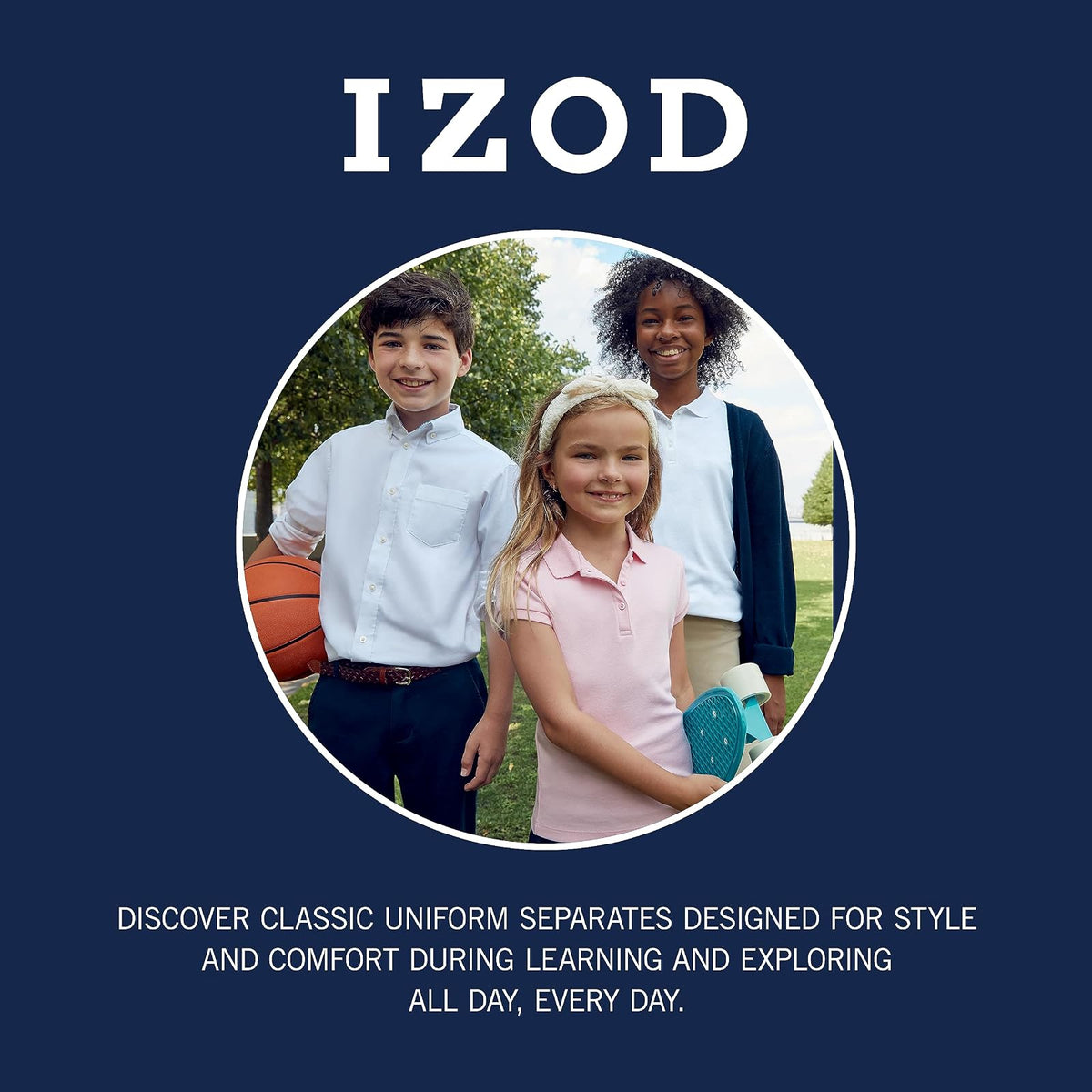 Izod Patinete Plisado para Uniforme Escolar Skort (Falda con pantalón Corto) para Niñas