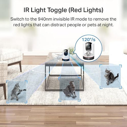 TP-Link Tapo C225, Cámara Wi-Fi de Seguridad con Detección AI, 4MP, Visión Nocturna a Todo Color con Sensor Starlight, Seguimiento Inteligente, Compatible con Alexa y Google Assistant