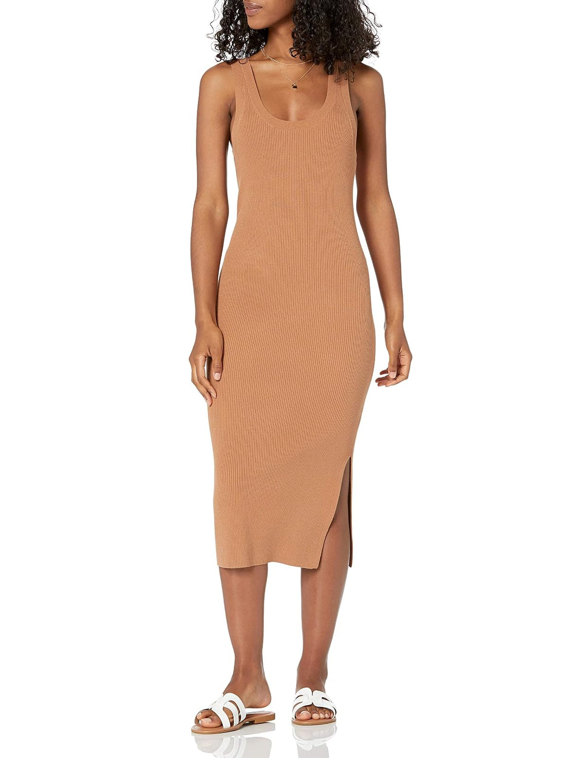The Drop Yasmin Vestido Midi Acanalado Para Mujer, Sin Mangas