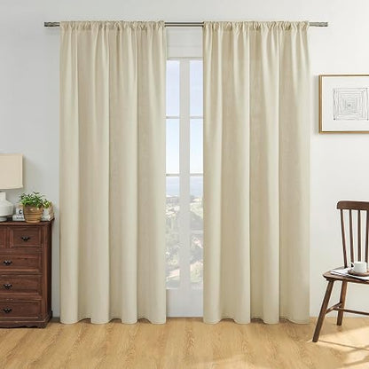 Joydeco - Juego de Cortinas de Lino de 96 Pulgadas de Largo, 2 Paneles para Sala de Estar, Cortinas filtrantes de luz de 96 Pulgadas de Largo, Cortinas de Sala de Estar de 96 Pulgadas de Largo (52 x