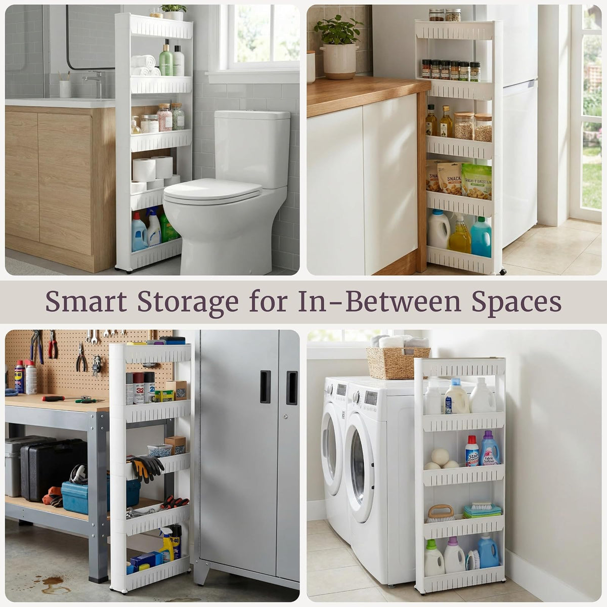 Lavish Home 82-5LSS Mobile Shelving Unit Organizer with 5 Large Storage Baskets