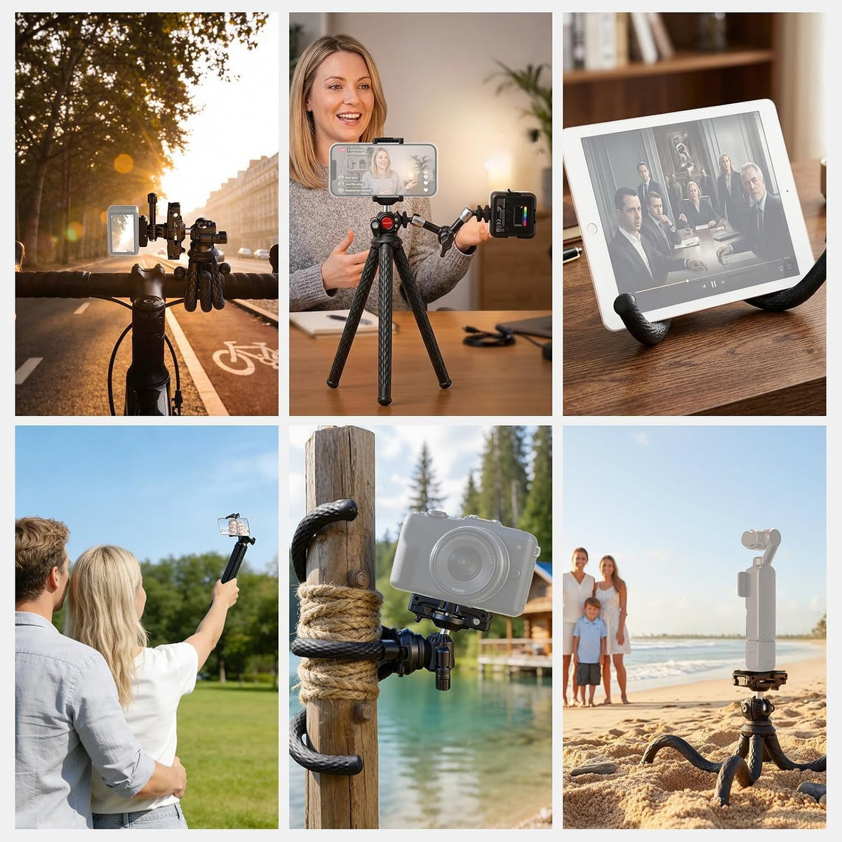 NEEWER Trípode Flexible Teléfono, Pequeño Mini Soporte Escritorio para Cámara con Oculto Phone Holder Adaptador Cámara Acción, Compatible con iPhone GoPro dji Insta360 Samsung para Video Vlogs, TP34