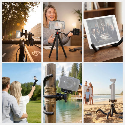 NEEWER Trípode Flexible Teléfono, Pequeño Mini Soporte Escritorio para Cámara con Oculto Phone Holder Adaptador Cámara Acción, Compatible con iPhone GoPro dji Insta360 Samsung para Video Vlogs, TP34
