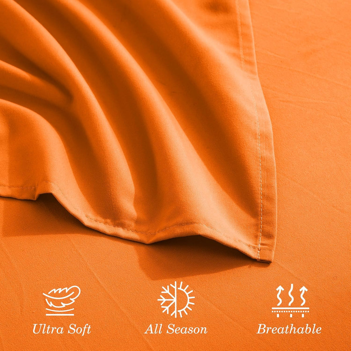 CELINE LINEN Juego de sábanas de 4 Piezas de Calidad egipcia de 1800 Hilos, Resistentes a Las Arrugas, con Bolsillos Profundos, tamaño Queen, Color Naranja Vibrante