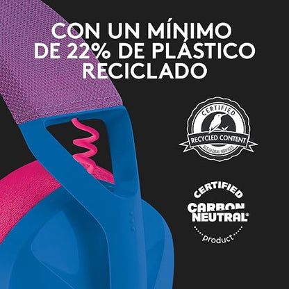 Logitech G435 Lightspeed Audífonos Inalámbricos Gaming Bluetooth - Ligeros, on-Ear, micrófonos Integrados, batería de 18 Horas, compatibles con Dolby Atmos, PC, PS4, PS5, Celular - Azul
