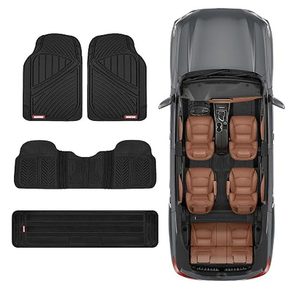 Motor Trend mt-773 - 801-bk 3 fila flextough Series alfombrillas de goma y Liners para automóvil SUV Van- Heavy Duty completo de interior, color negro