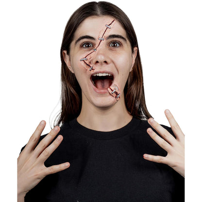 Ghoulish Productions Aplicaciones De Látex Stapled Woman, Efectos para Cosplay Cicatriz en la Cara FX para Disfraz, Protesis de Cicatriz ideal para Disfraz Halloween y Fiestas Temáticas