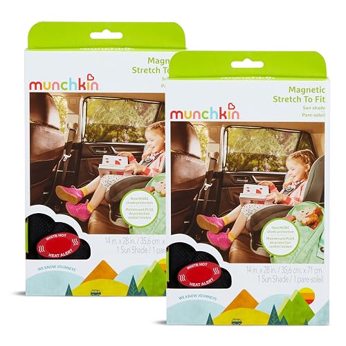 Munchkin Parasol Magnetic Stretch-To-Fit Sunshade, Negro, 18x34 Inch (Pack of 2)