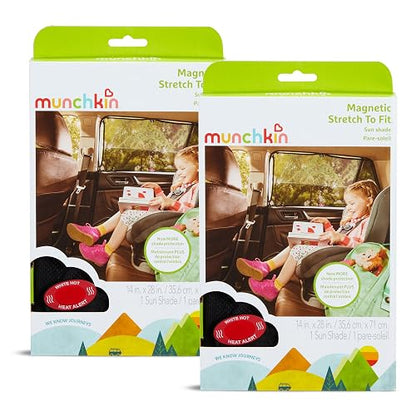 Munchkin Parasol Magnetic Stretch-To-Fit Sunshade, Negro, 18x34 Inch (Pack of 2)
