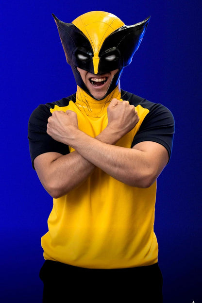 Ghoulish Productions Wolverine Máscara de Látex Completa - Licencia Oficial de Colección Amarillo y Negro Mediana - Accesorio para Disfraz de Superhéroe Halloween Cosplay Convenciones