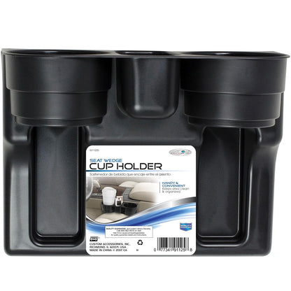 Custom Accessories 91125 Soporte de Cuña para Asiento Negro | Construcción de plástico duradero, se adapta a latas y botellas de tamaño regular, fácil instalación de asiento y consola