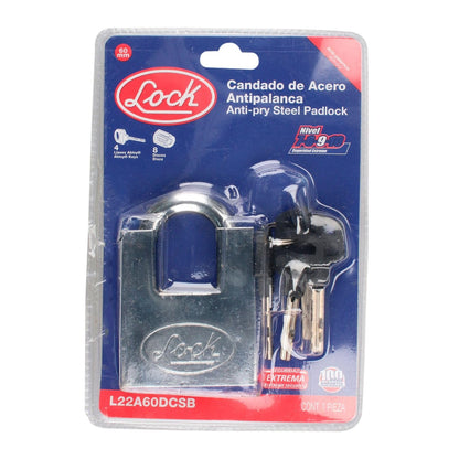 Lock L22A60DCSB Candado antipalanca doble cerrojo 60 mm, llave de disco