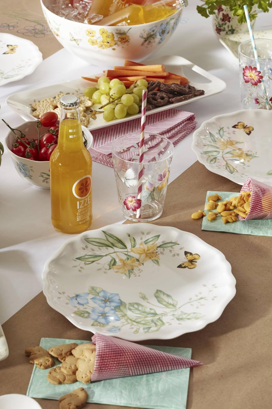 Lenox Butterfly Meadow Melamine Dinner Plates (Set of 4), White