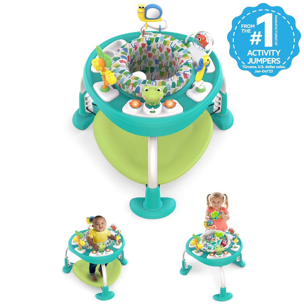 Bright Starts Bounce bounce baby 2-in-1 Activity Jumper & Table - Playful Pond, Paquete De 6120.0 Grams