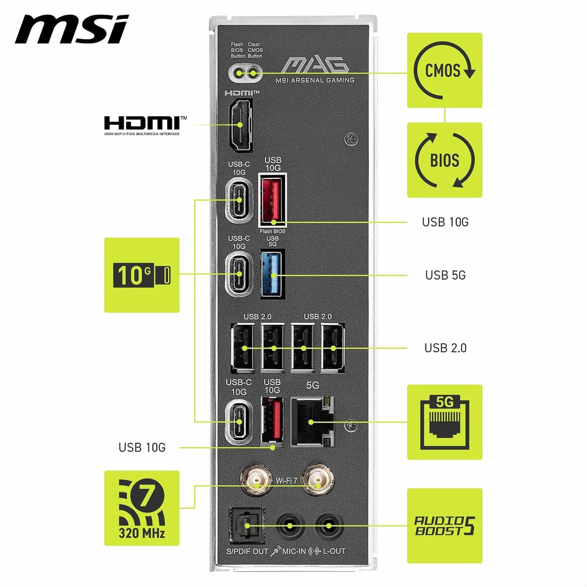 MSI MAG B850 Tomahawk MAX WiFi V1 Motherboard, ATX - Compatible con procesadores AMD Ryzen 9000/8000 / 7000, AM5-80A SPS VRM, DDR5 Memory Boost 8400+ MT/s (OC), PCIe 5.0 x16, M.2 Gen5, Wi-Fi 7, 5G LAN