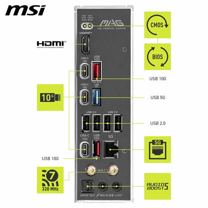 MSI MAG B850 Tomahawk MAX WiFi V1 Motherboard, ATX - Compatible con procesadores AMD Ryzen 9000/8000 / 7000, AM5-80A SPS VRM, DDR5 Memory Boost 8400+ MT/s (OC), PCIe 5.0 x16, M.2 Gen5, Wi-Fi 7, 5G LAN