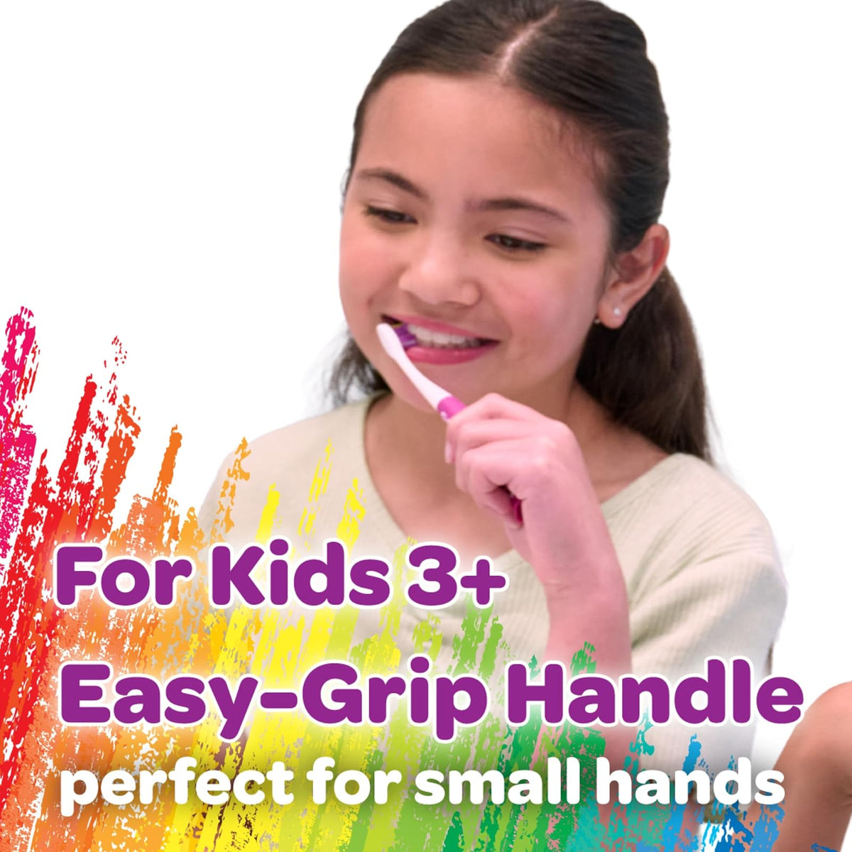 GUM Crayola Pip-Squeaks - cepillo para polvo de dientes manual para niños, cerdas extra suaves para niños pequeños a partir de 3 años, base de ventosa, 1 unidad (paquete de 4)