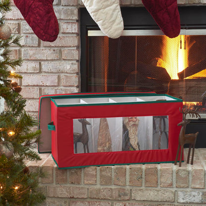 Household Essentials 554RED Figurine Holiday Vision Storage Box Chest, 8-Piece