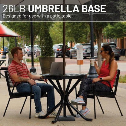 Base de paraguas de 26 libras de peso de EE. UU. – Soporte para paraguas de piedra fundida para exteriores – para uso con postes de paraguas de 1.3 a 1.8 pulgadas, diseñado para ser utilizado con mesa