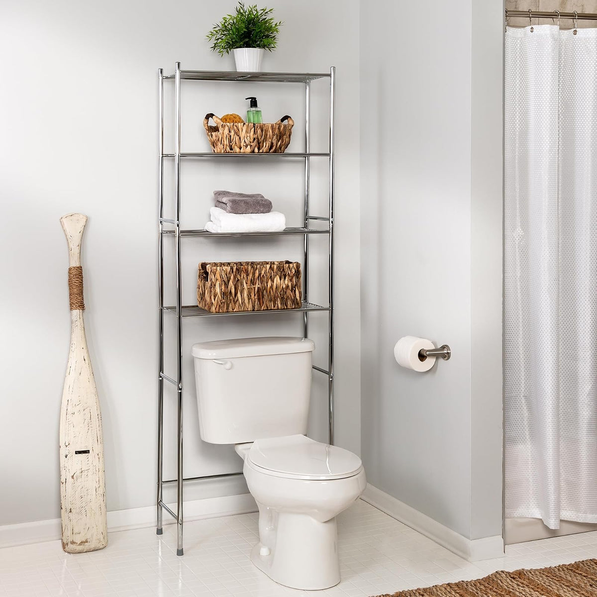 Honey-Can-Do BTH-05281 Estente de 4 niveles para ahorrar espacio, Cromado, 24.02" x 11.02" x 67.72"