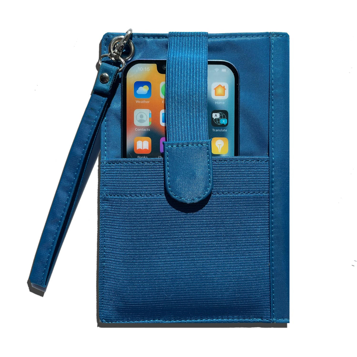 Big Skinny Cartera Bi-Fold Delgada myPhone para Mujeres Talla Grande, Capacidad para Hasta 20 Tarjetas - Azul océano