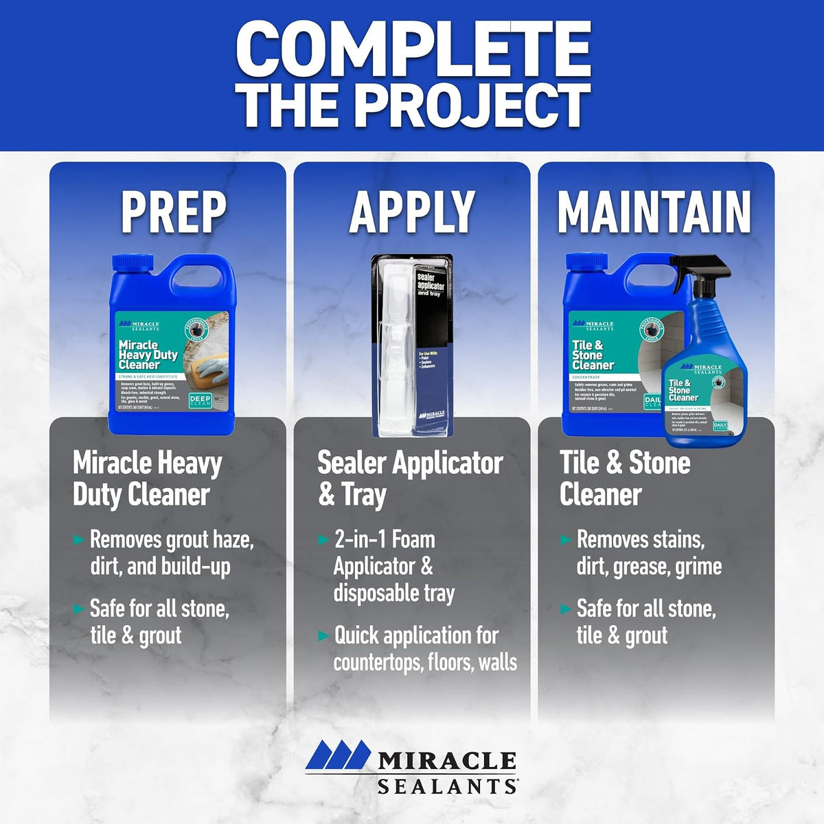 Miracle Sealants aplicador y bandeja para selladores de azulejos, piedra y lechada