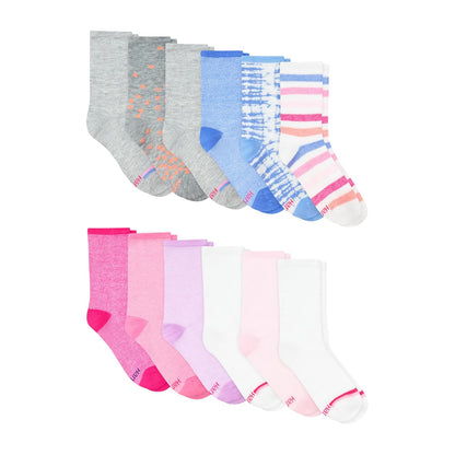 Hanes Crew Socks, Super Value 12-pack School Or Uniform Socks for Girls, Assorted Colors Calcetines Niñas
