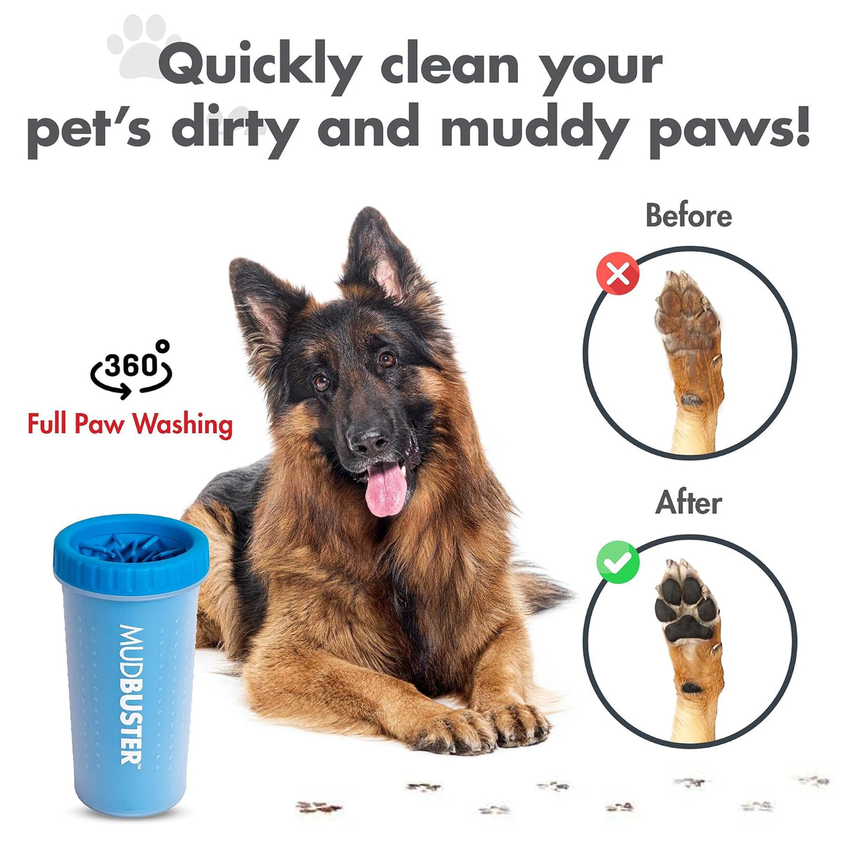 Dexas MudBuster - Limpiador de patas azules portátil grande para perros, suministros y accesorios para mascotas de alta calidad