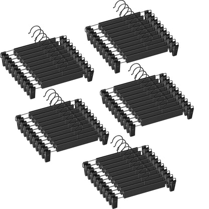 Northern Brothers - Paquete de 50 Perchas para Falda con Clips, Perchas Negras para Pantalones, Pantalones Cortos a Granel, Abrigos de Jeans, Perchas de Pantalones Resistentes para Hombres y Mujeres