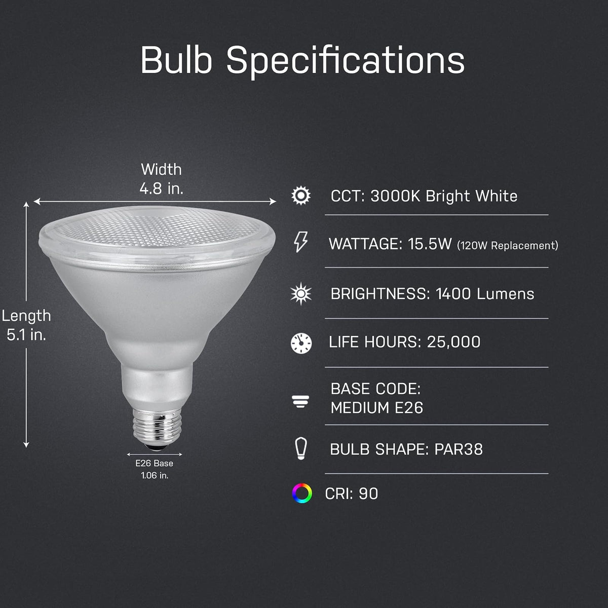 FEIT Electric PAR38DM/1400/930CA foco LED PAR38, reflector interior, producto específico
