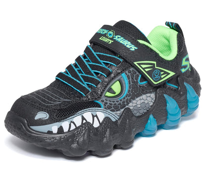 Skechers Skech-O-Saurus Lights 2.0 tenis para niño - 19.5 cm - Negro - Azul - verde lima