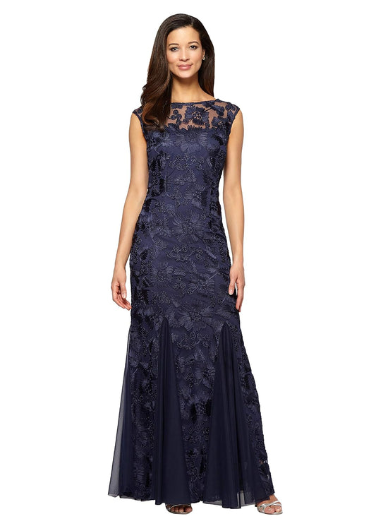 Alex Evenings - Vestido Largo para Mujer con Detalle de Godet (Petite y Regular)